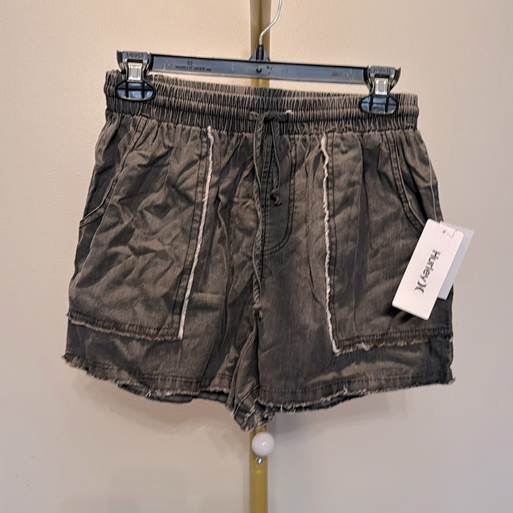 Hurley black distressed cotton drawstring shorts NWT S